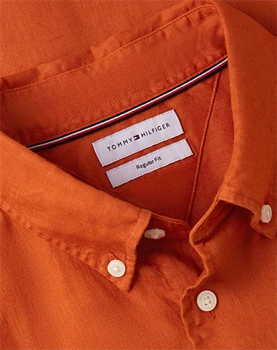 Tommy Hilfiger - Piece Dye Linen Skjorte - Rusty Ochre
